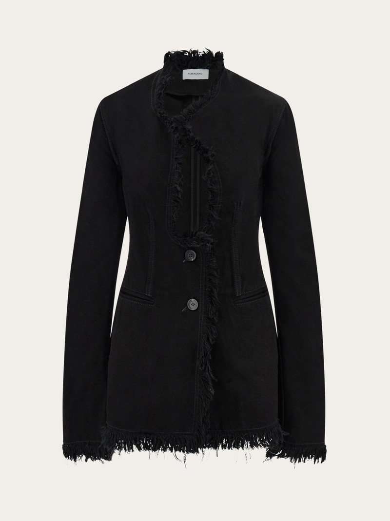 Cotton blazer with fringe detail 1