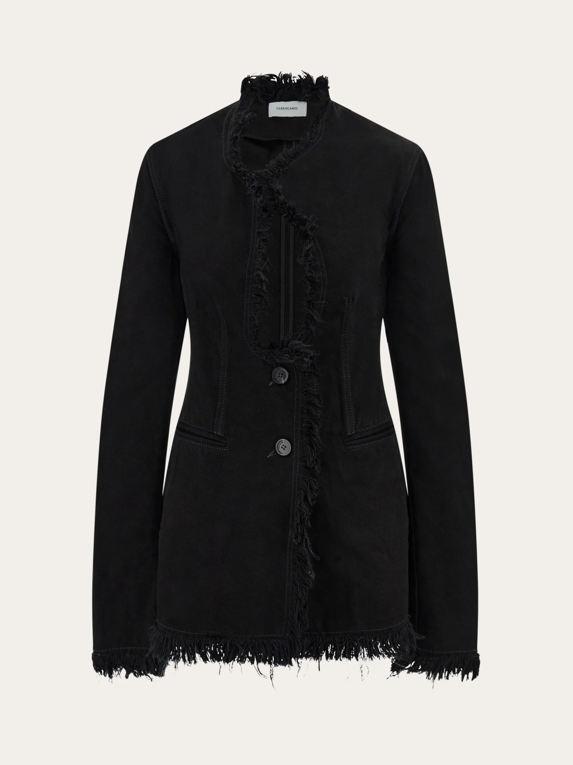 Cotton blazer with fringe detail - 1