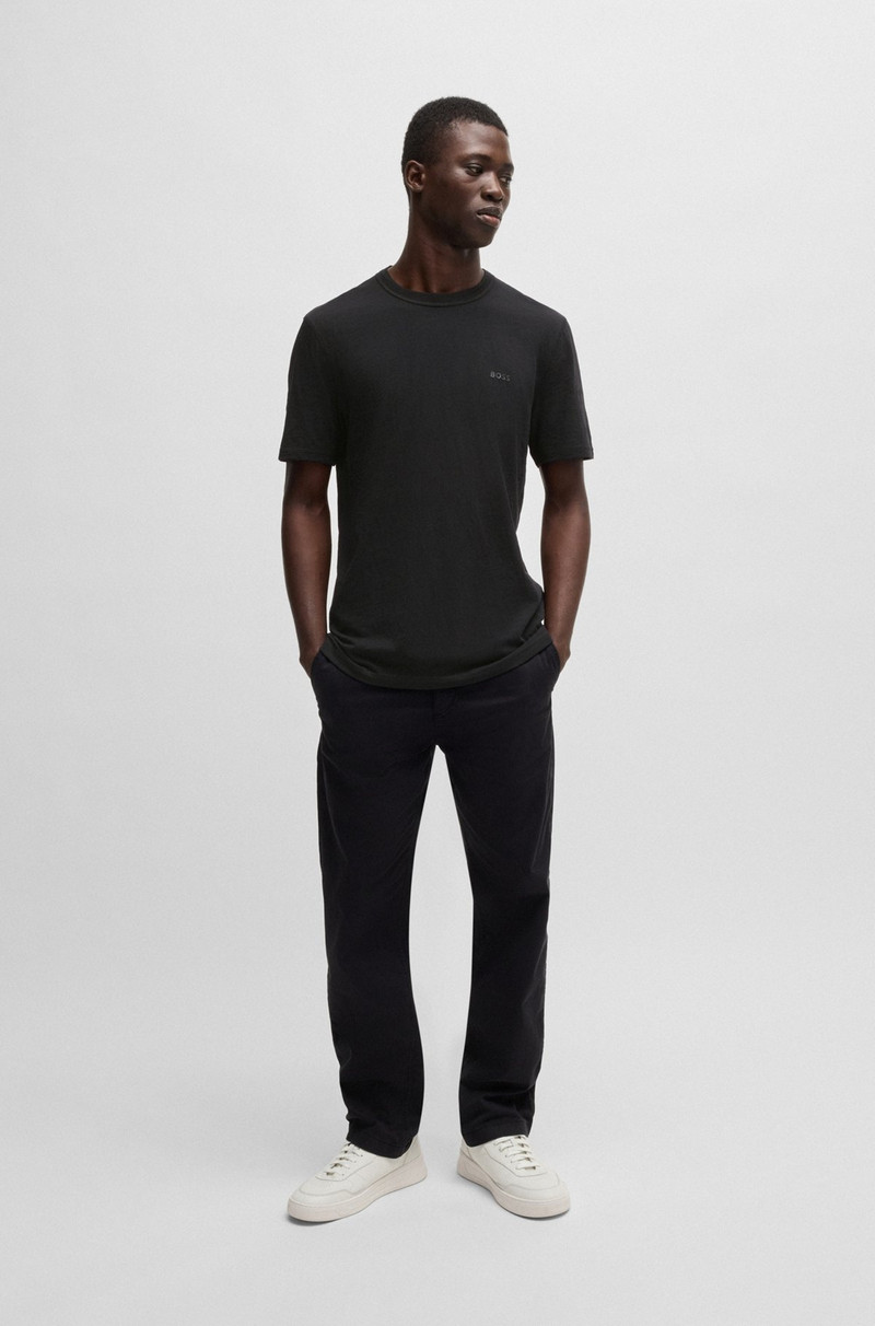 BOSS REGULAR-FIT T-SHIRT IN COTTON WITH MOULINE LOGO outlook