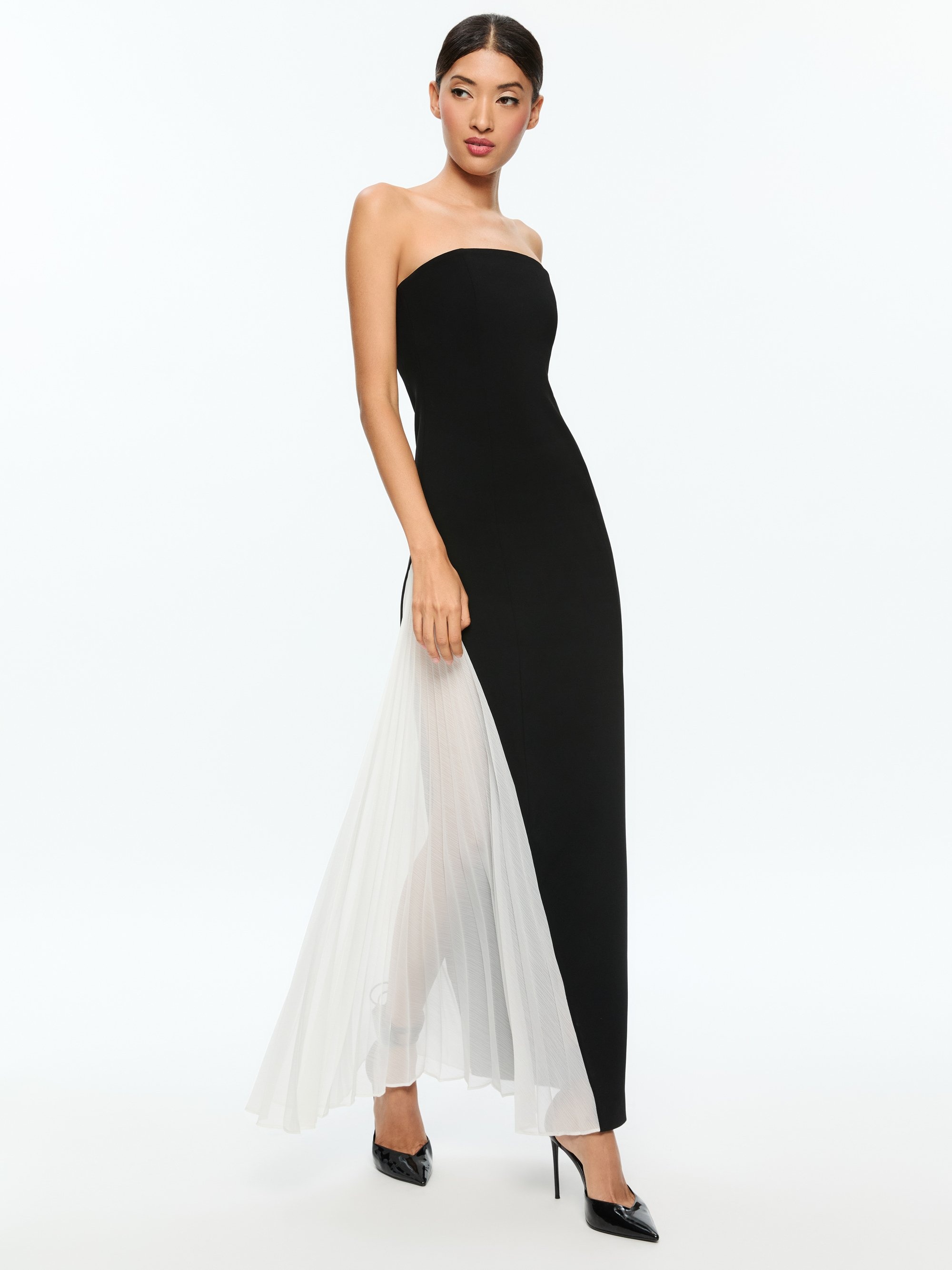 RETHA STRAPLESS MAXI DRESS WITH PLEATED GODET - 5