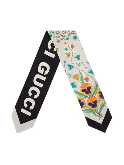 GUCCI floral-print silk neck bow outlook