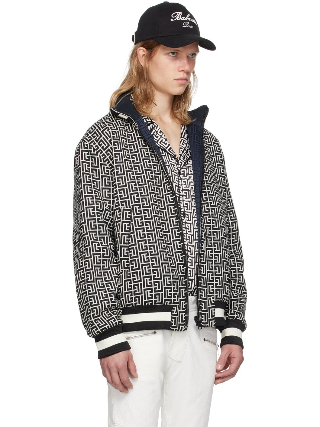 Black & Off-White Monogram Reversible Bomber Jacket - 2
