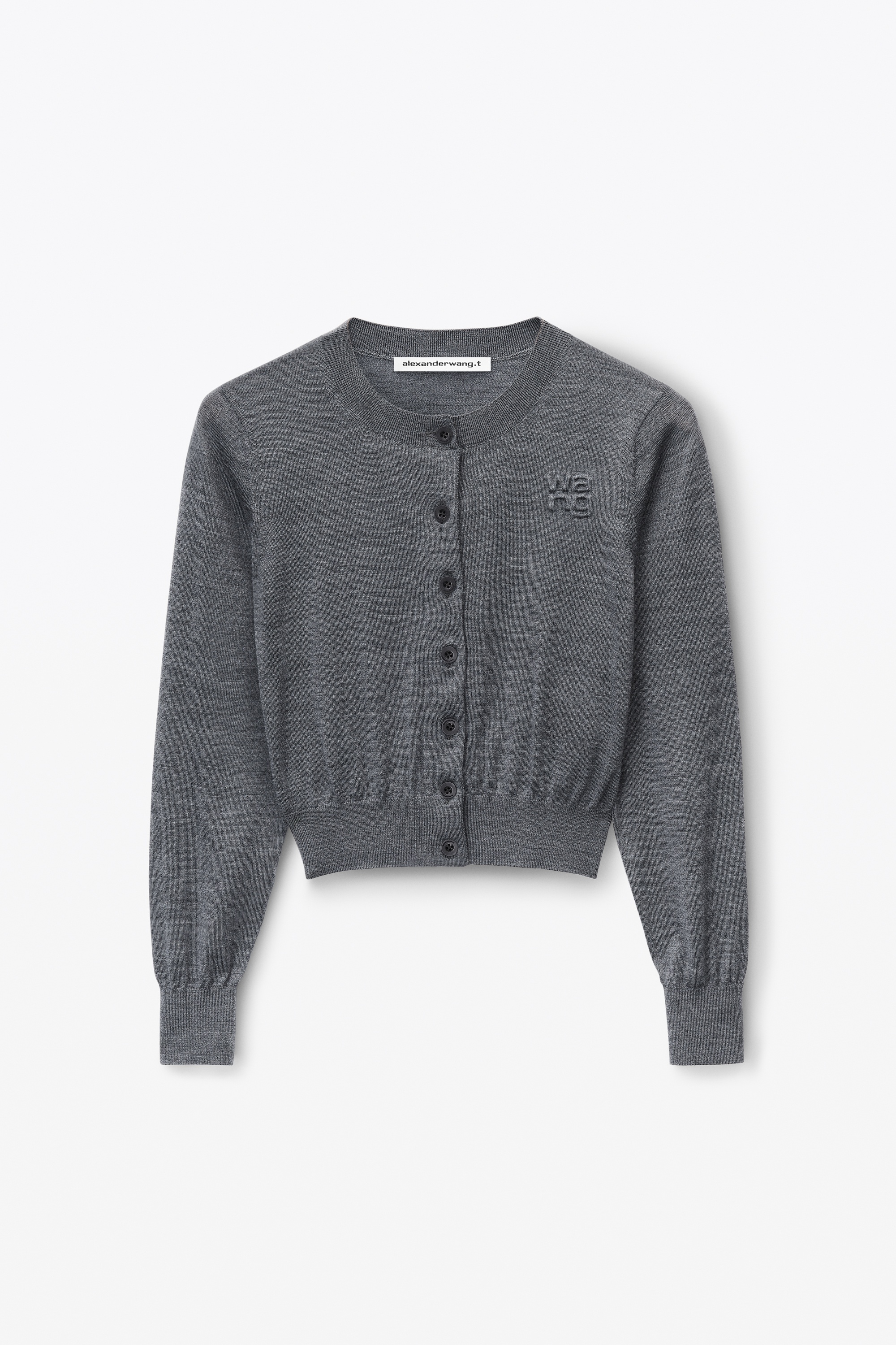 logo cropped cardigan in superfine merino - 1