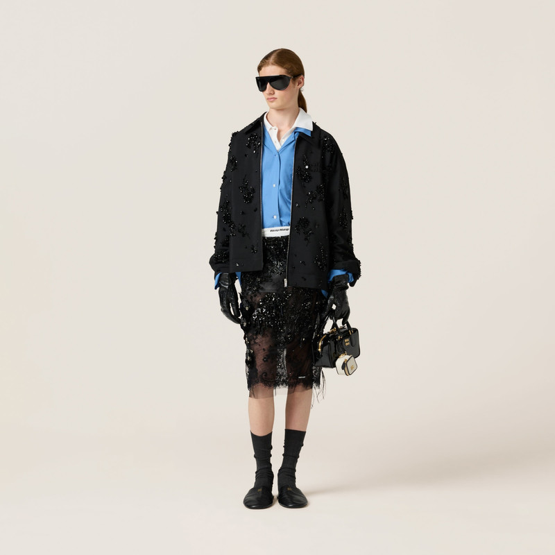 Miu Miu Embroidered kid mohair blouson jacket outlook