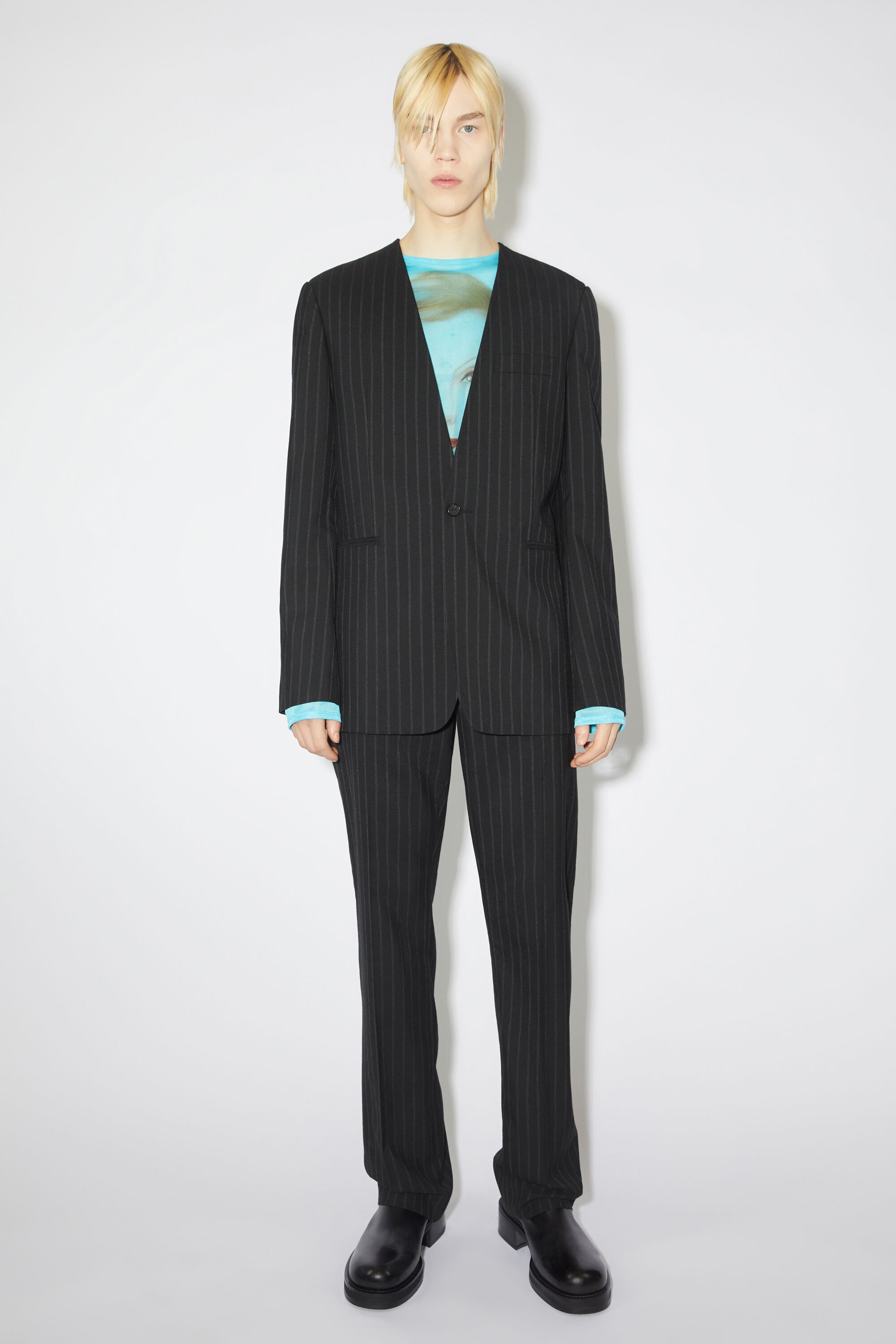 Regular fit suit jacket - Black/grey - 2