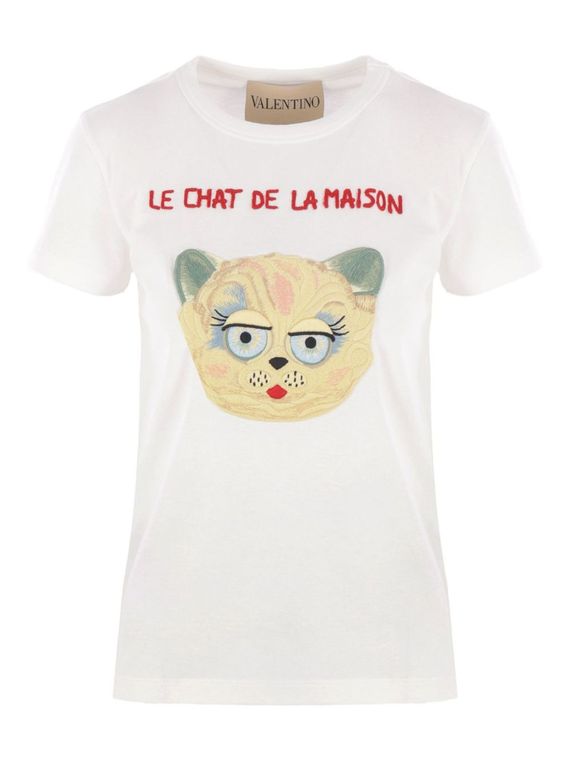 cat-face patch T-shirt 1