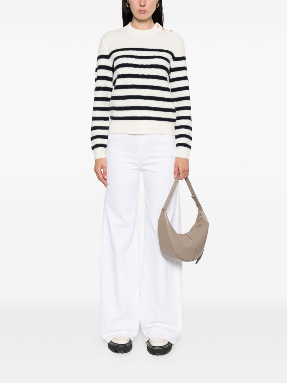 striped button-shoulder jumper - 2