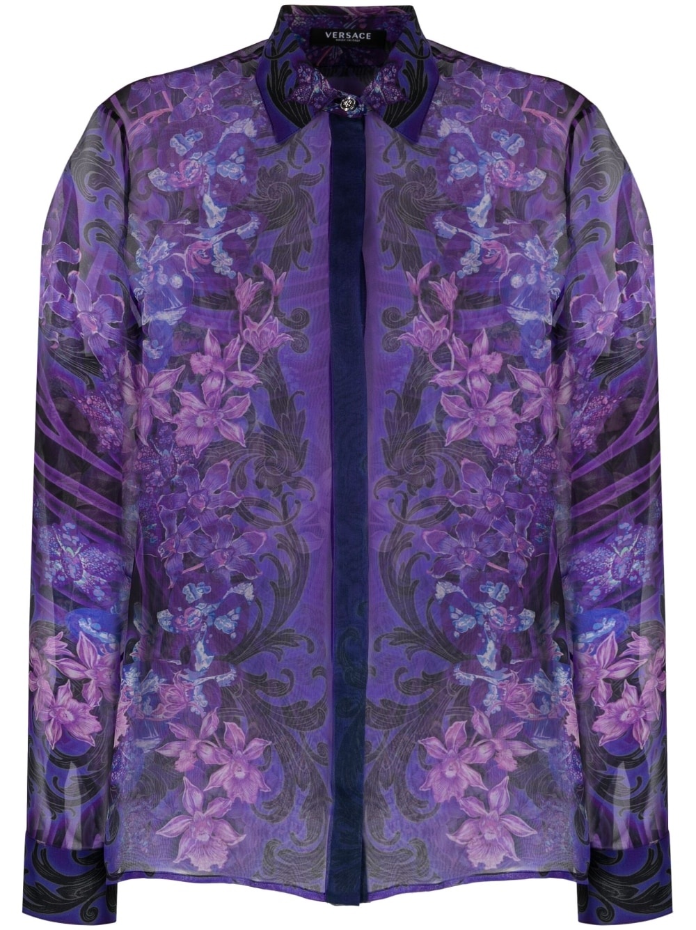 floral-print silk blouse - 1