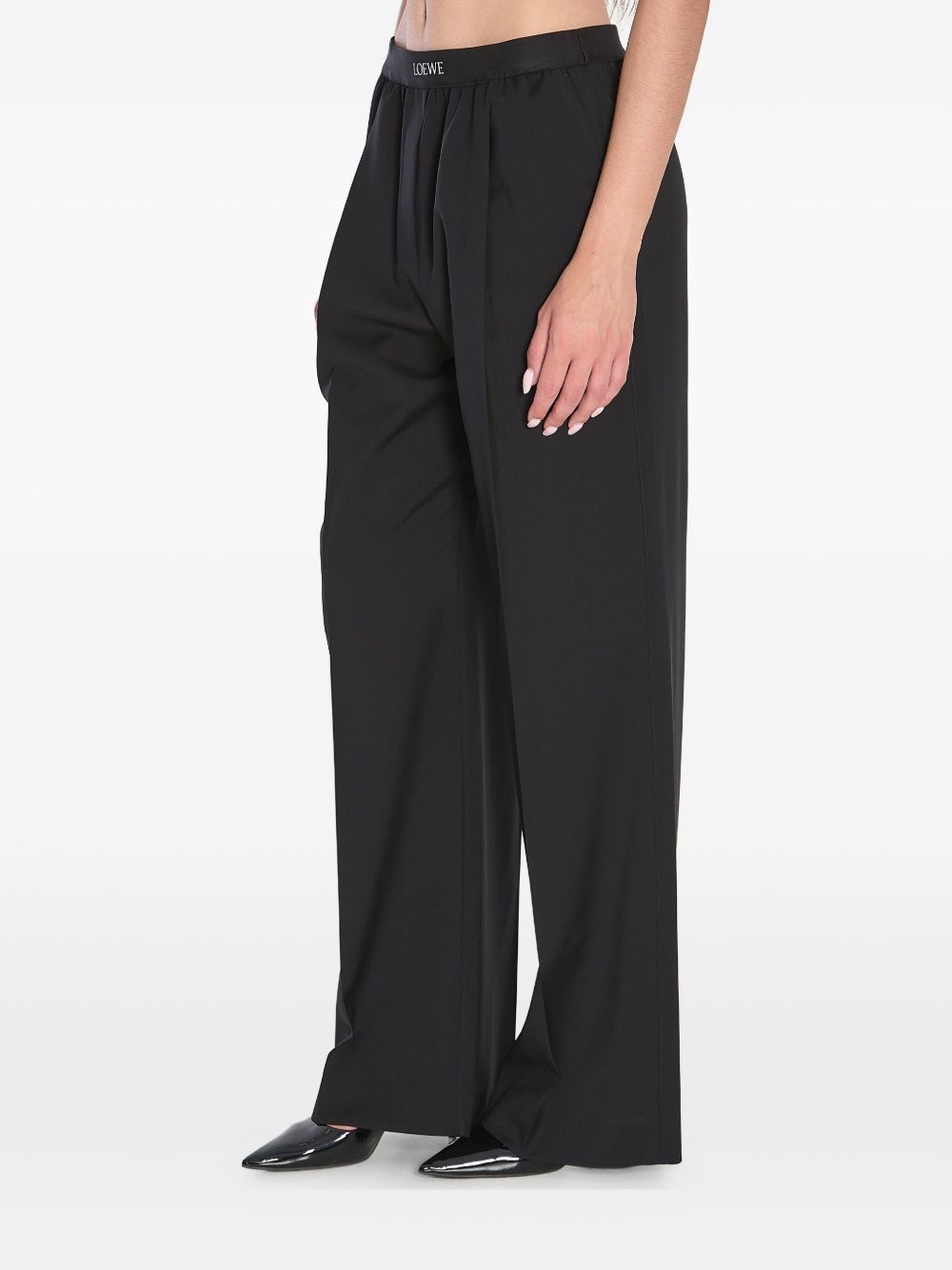 elasticated-waistband pleated trousers - 3