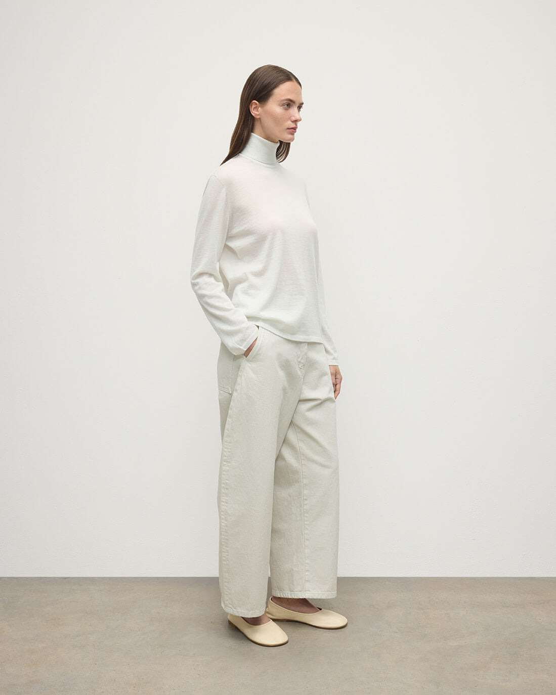 Superfine Cashmere White Roll Neck Jumper - 3