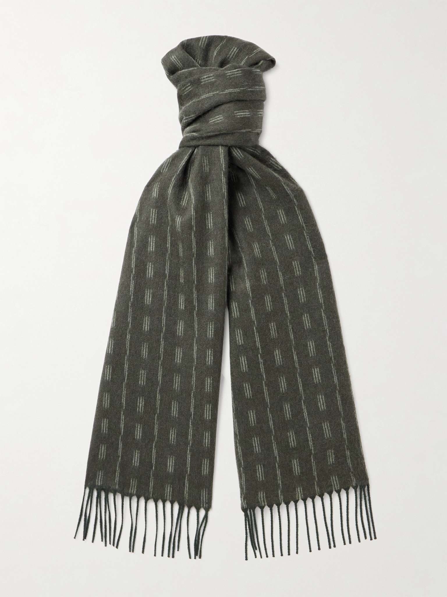 Fringed Cashmere-Jacquard Scarf - 1