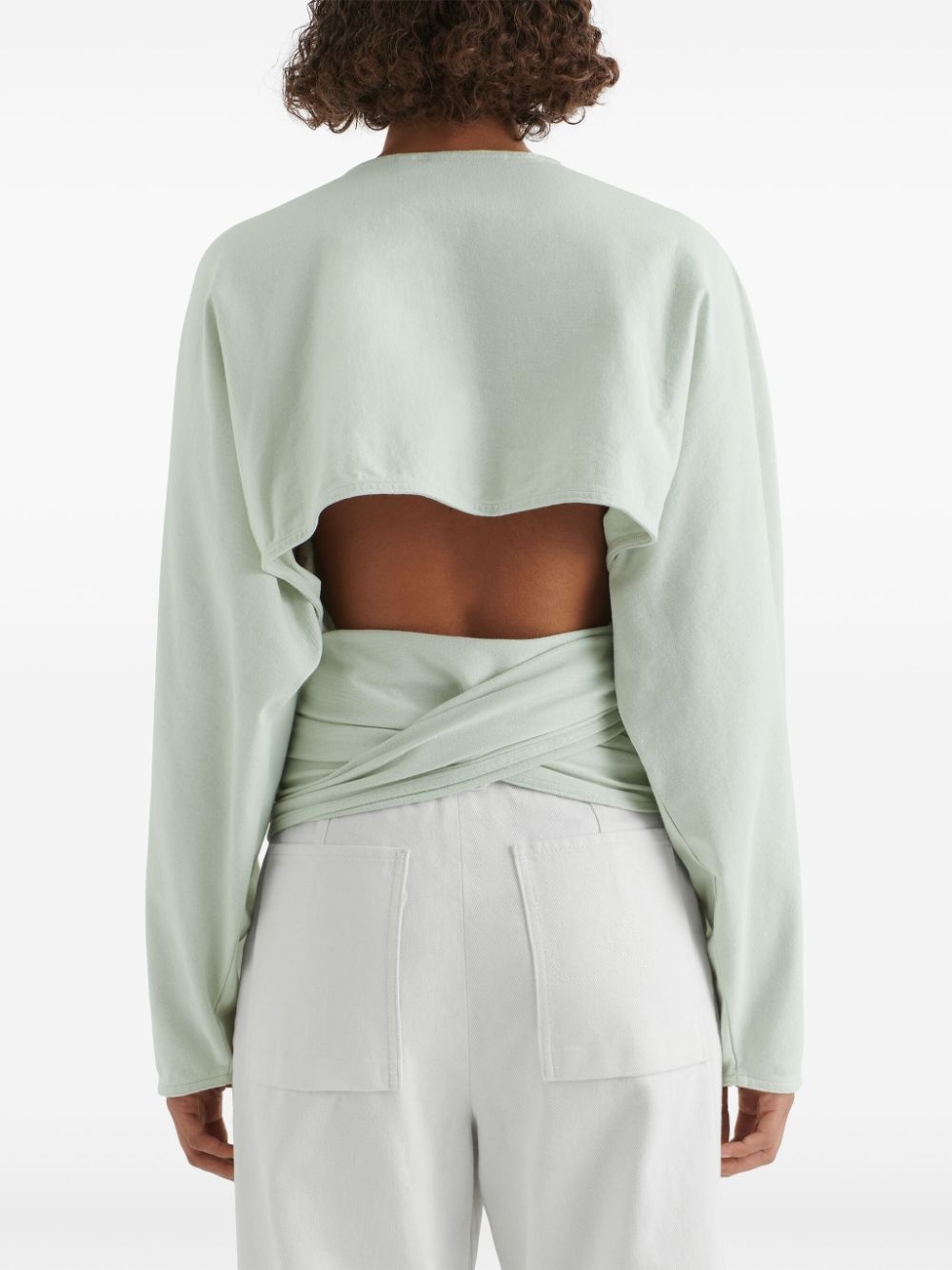 Drape tie-front cotton sweatshirt - 3
