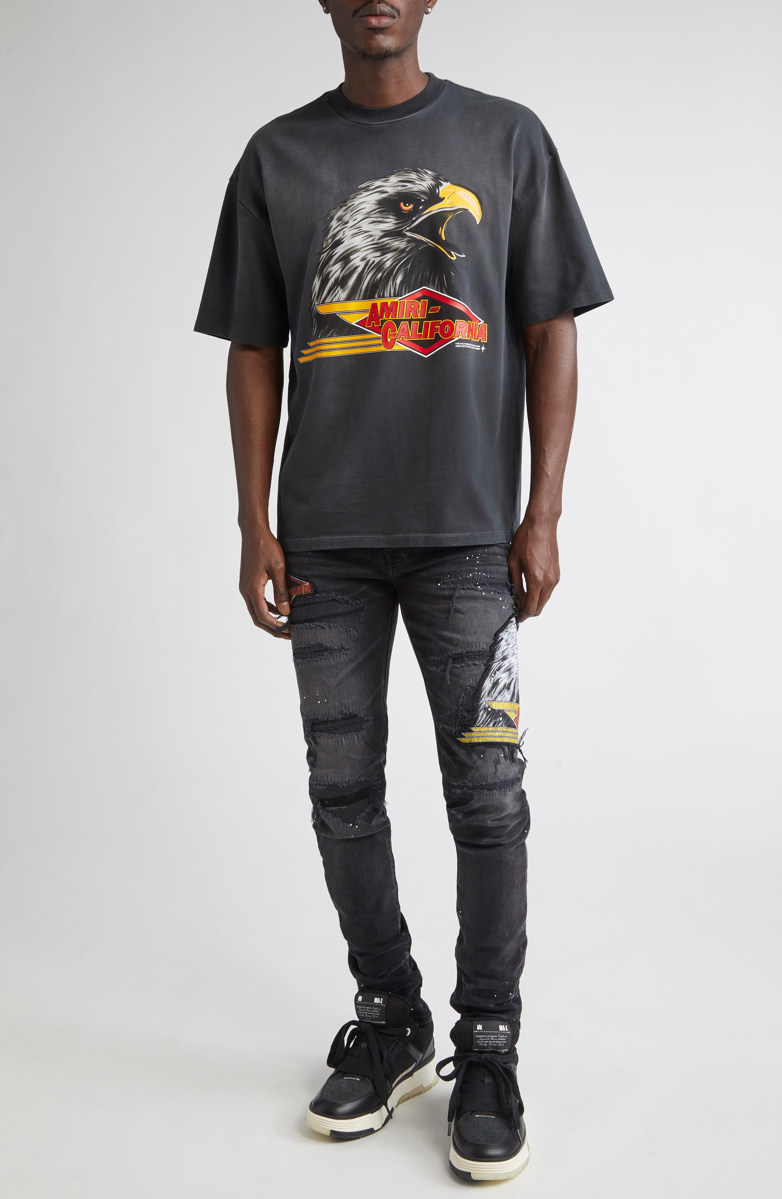 AMIRI Eagle Oversize Graphic T-Shirt in Black at Nordstrom - 2