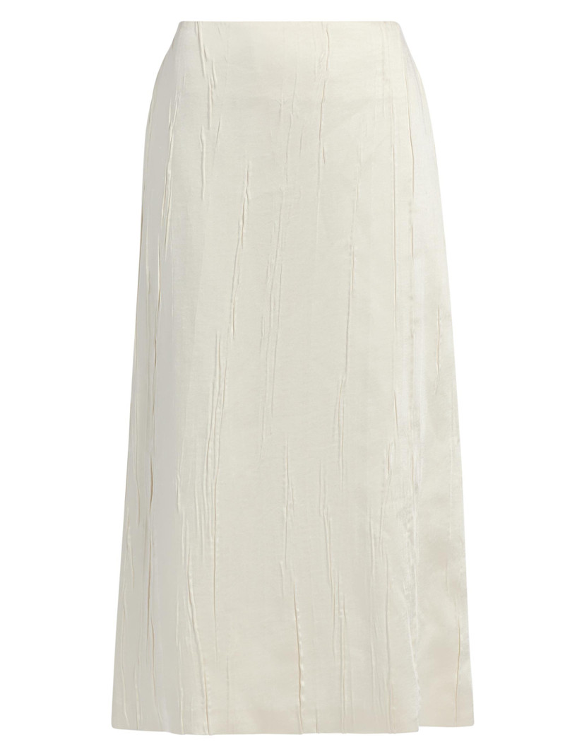 Women's Tiernery Satin Straight Midi- Skirt - Ivory 1