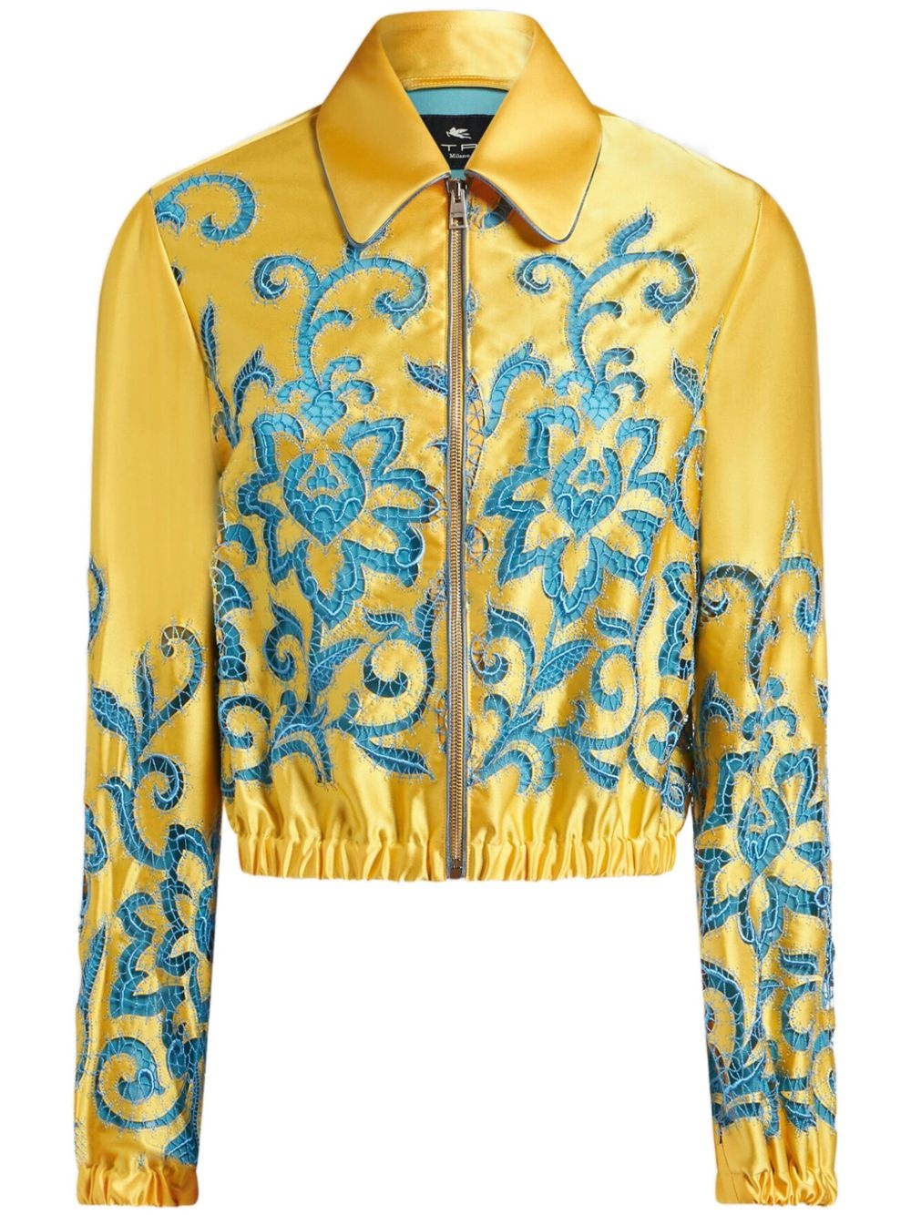 embroidered cropped bomber jacket - 1