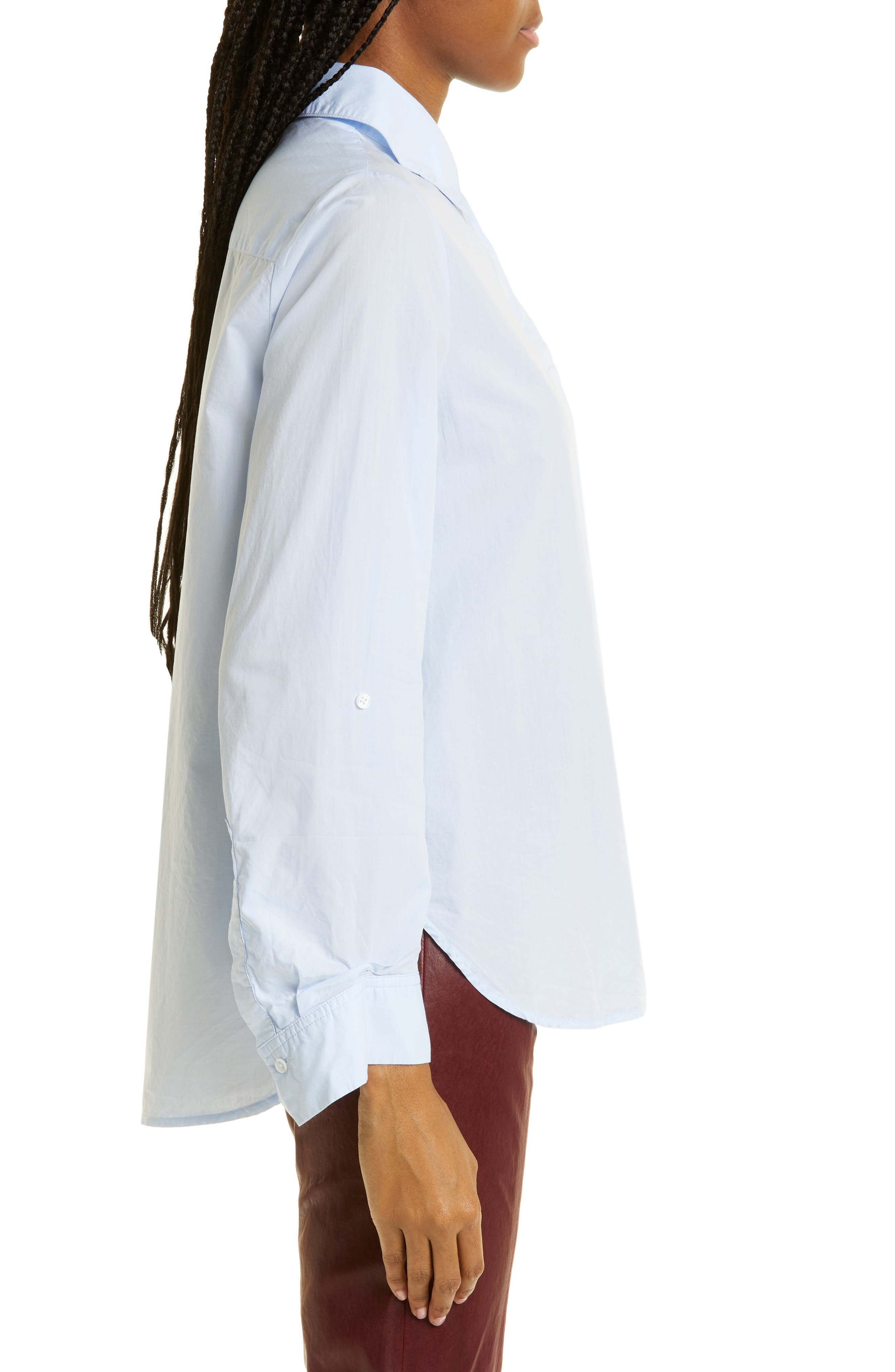 TWP The Boyfriend Cotton Button-Up Shirt in Baby Blue at Nordstrom - 3
