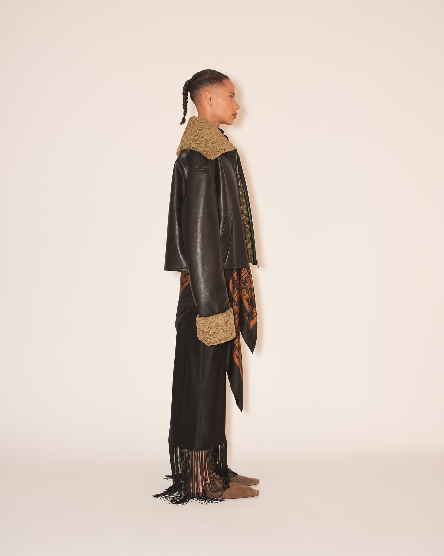 VERONA - Faux shearling jacket - Black/khaki - 4