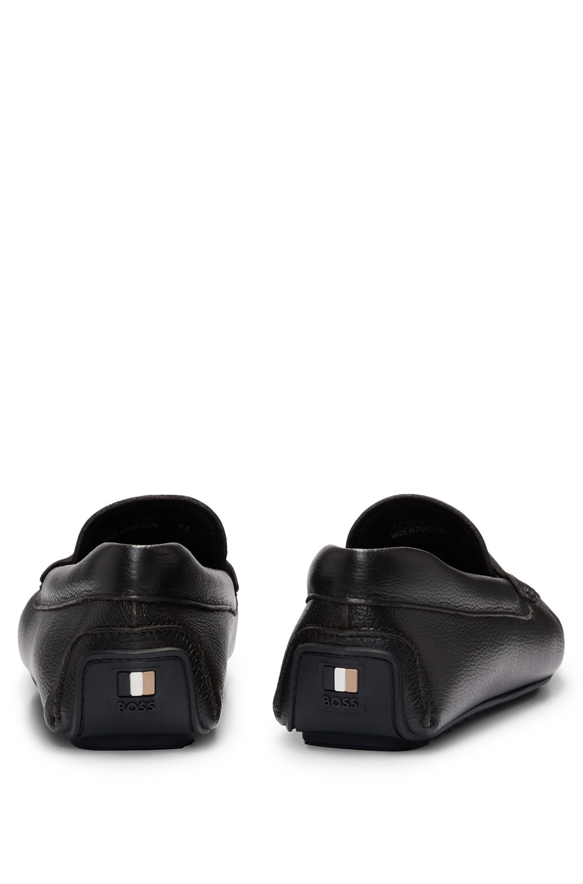 GRAINED-LEATHER DRIVER MOCCASINS WITH LOGO STRAP - 5