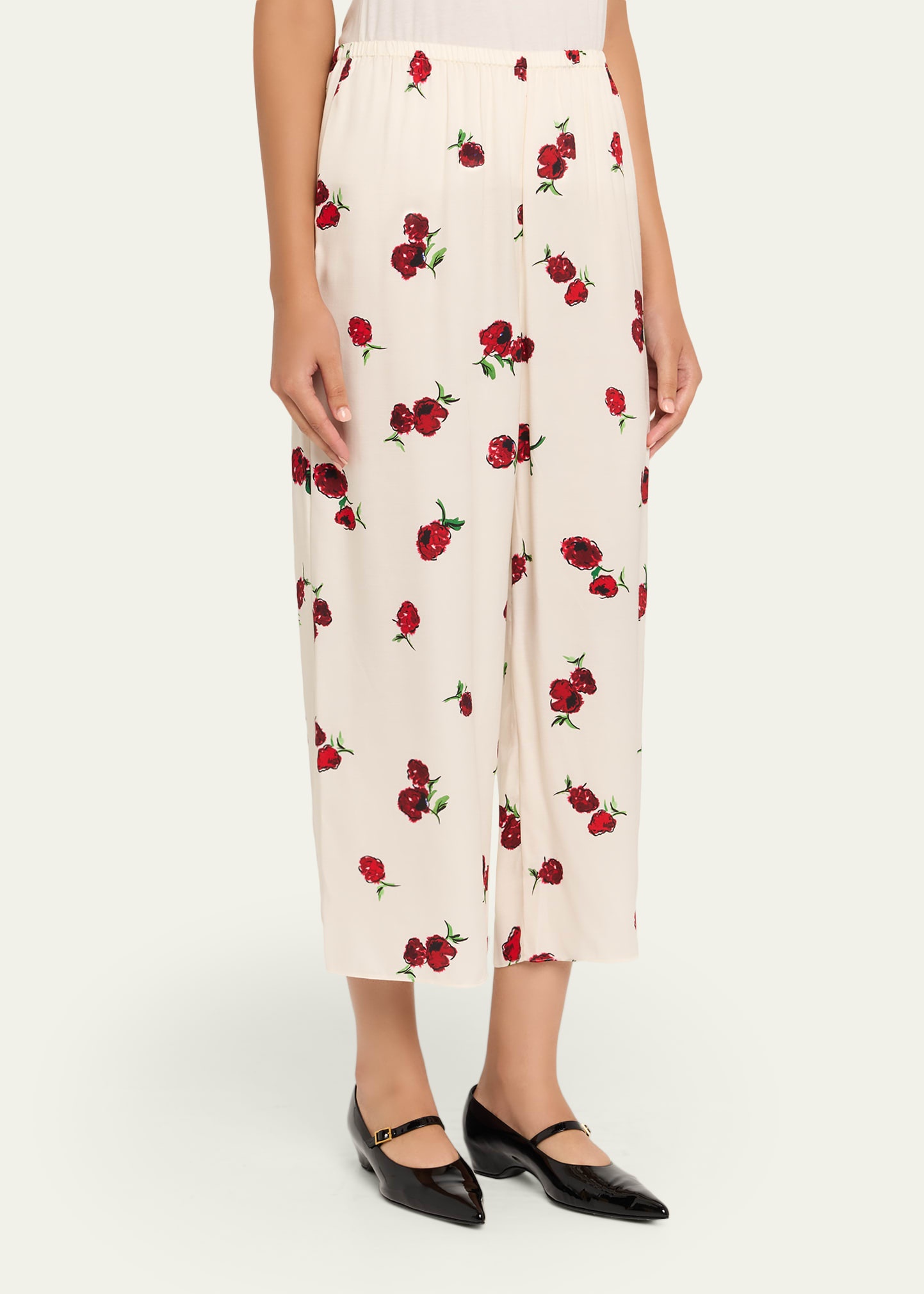 Mindy Floral Wide-Leg Crop Pull-On Pants - 4