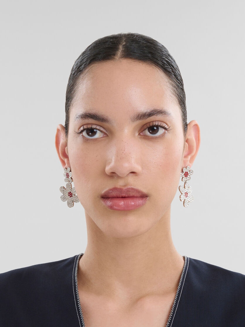 DAISY DROP EARRINGS WITH PAVÉ RHINESTONES - 2