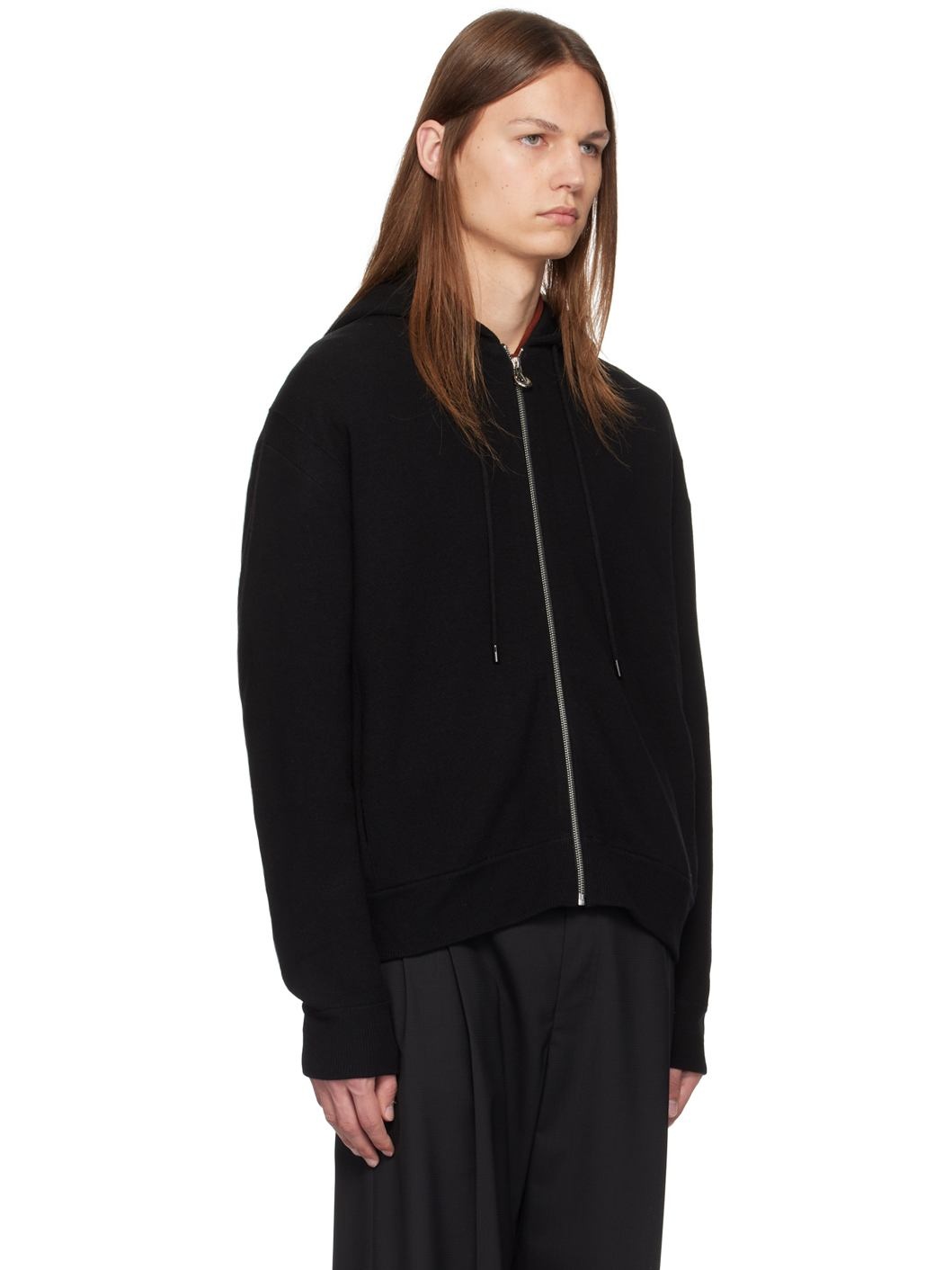 Black Knit Zip Hoodie - 2