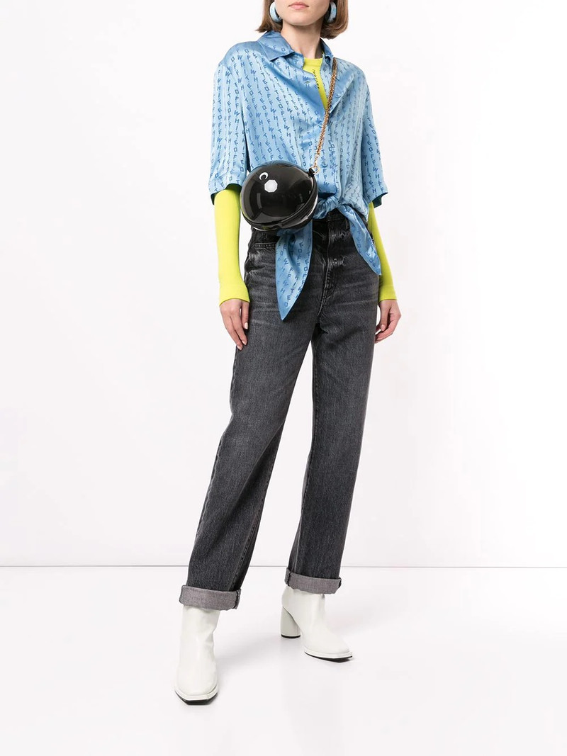 Off-White logo baseball knot blouse outlook