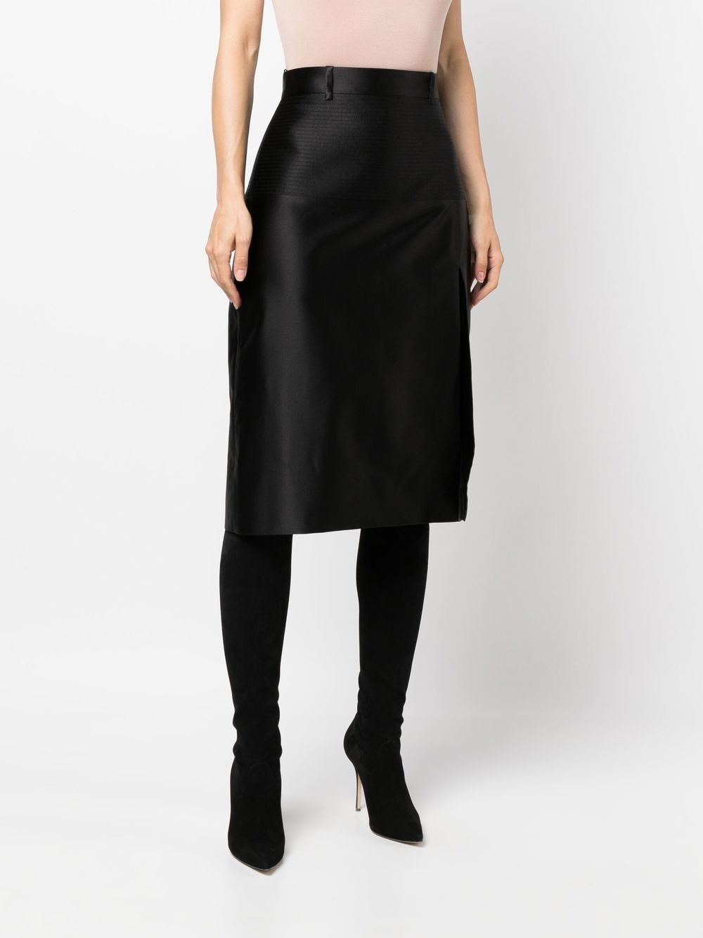 duchesse silk side-slit skirt - 3