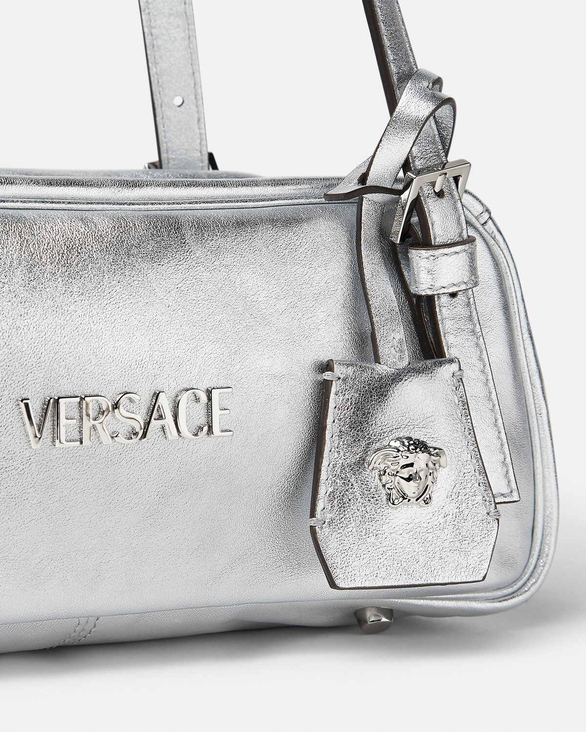 Versace Tag Bowling Metallic Shoulder Bag - 4