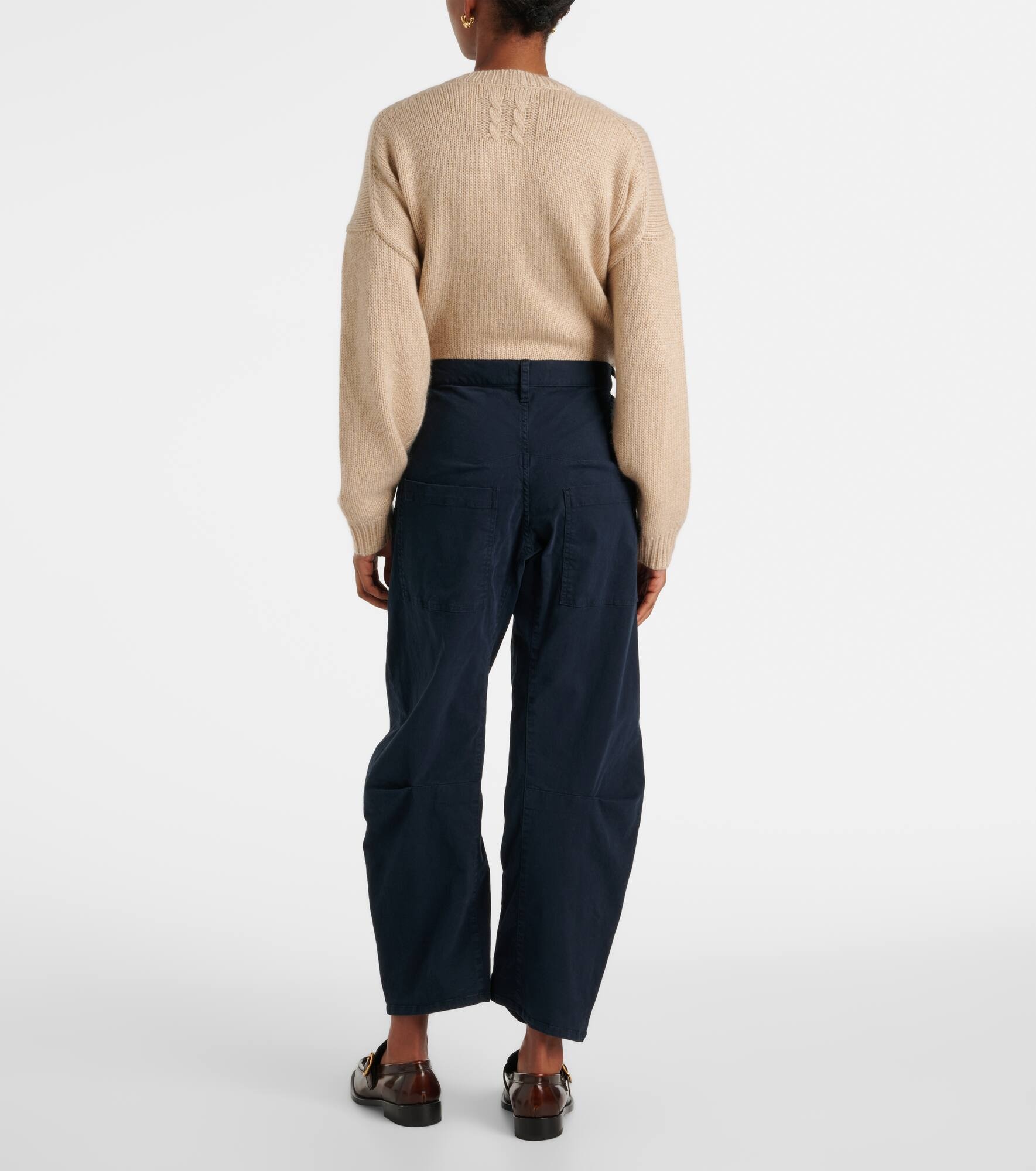 Shon cotton twill barrel-leg pants - 3