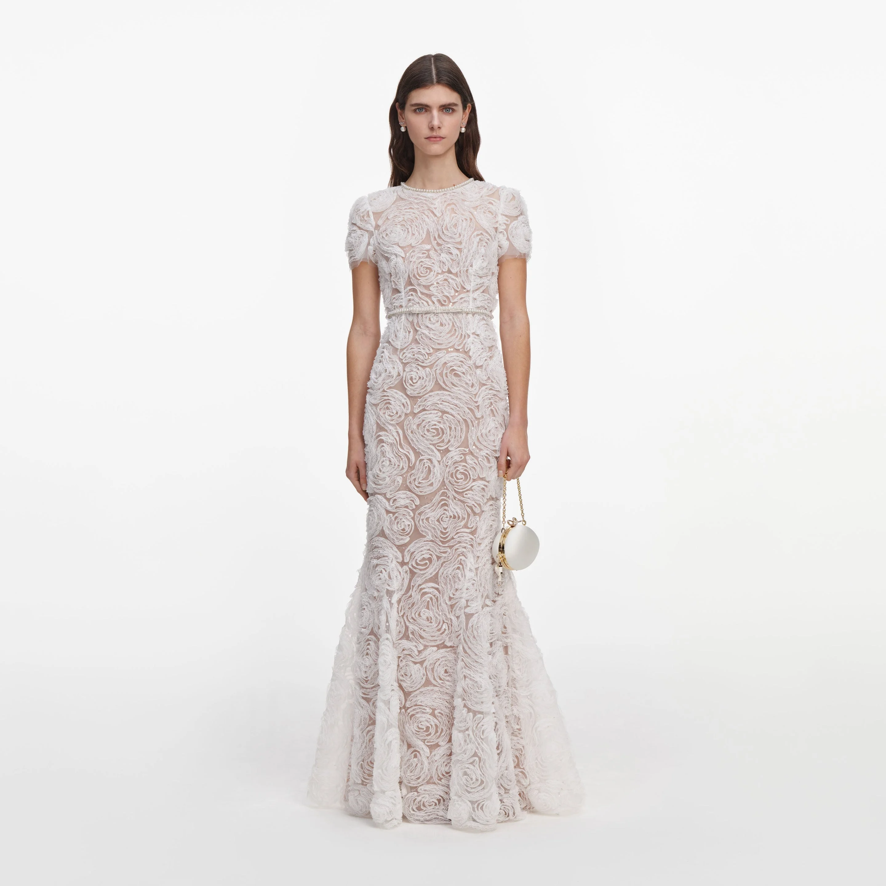 White Tulle Lace Maxi Dress - 1