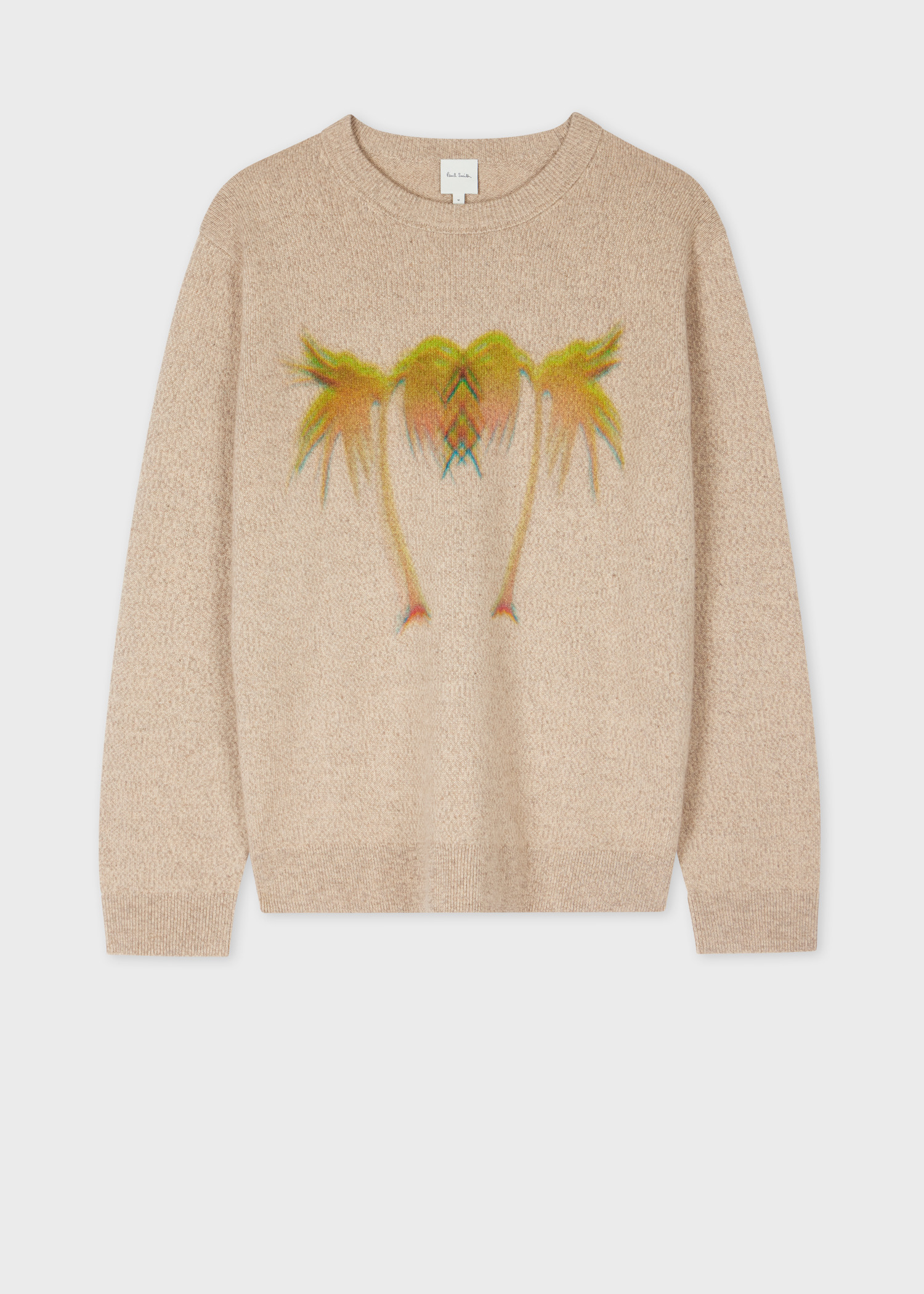Ecru Marl 'Palm Tree' Merino Wool Sweater - 1