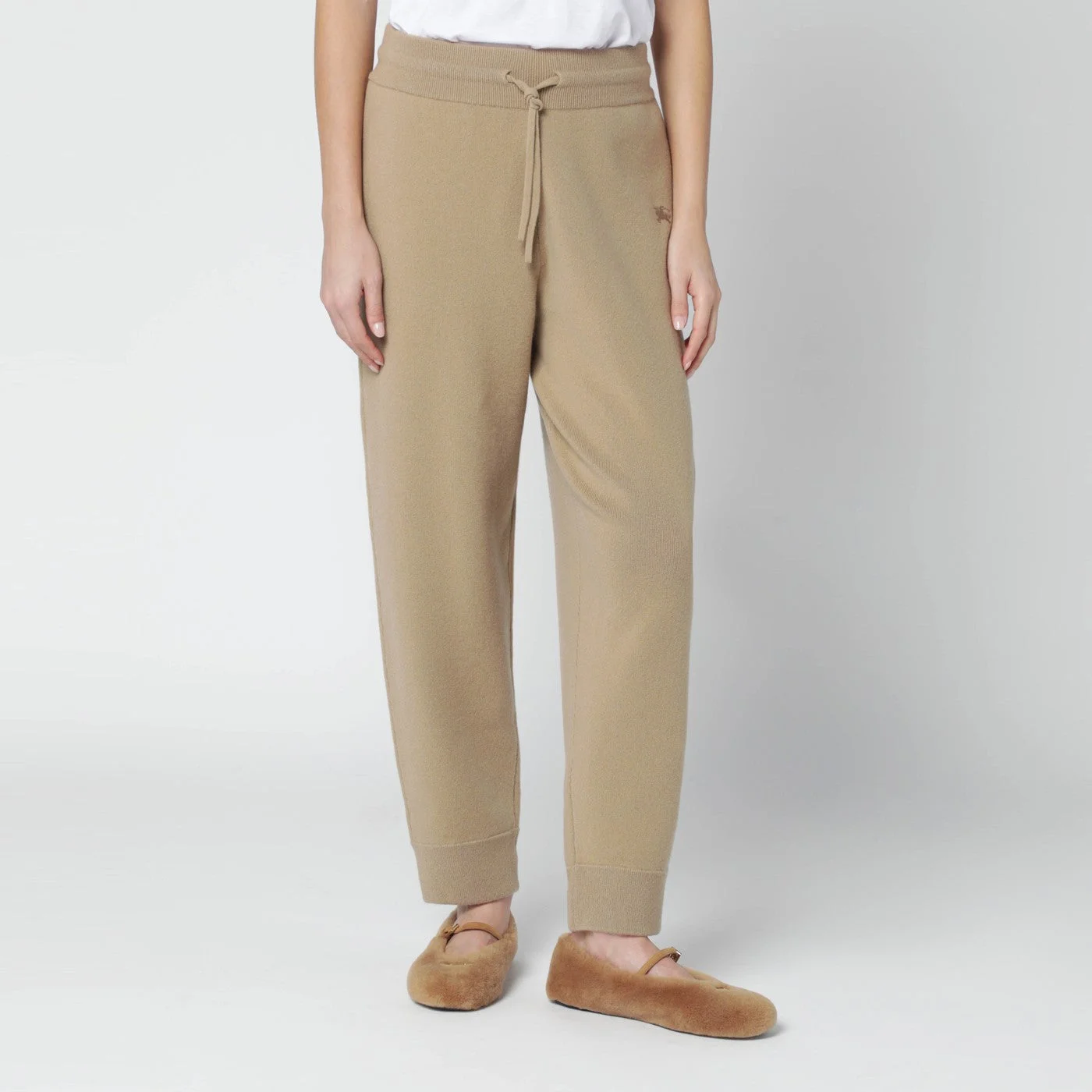 Beige cashmere-blend jogging trousers - 1