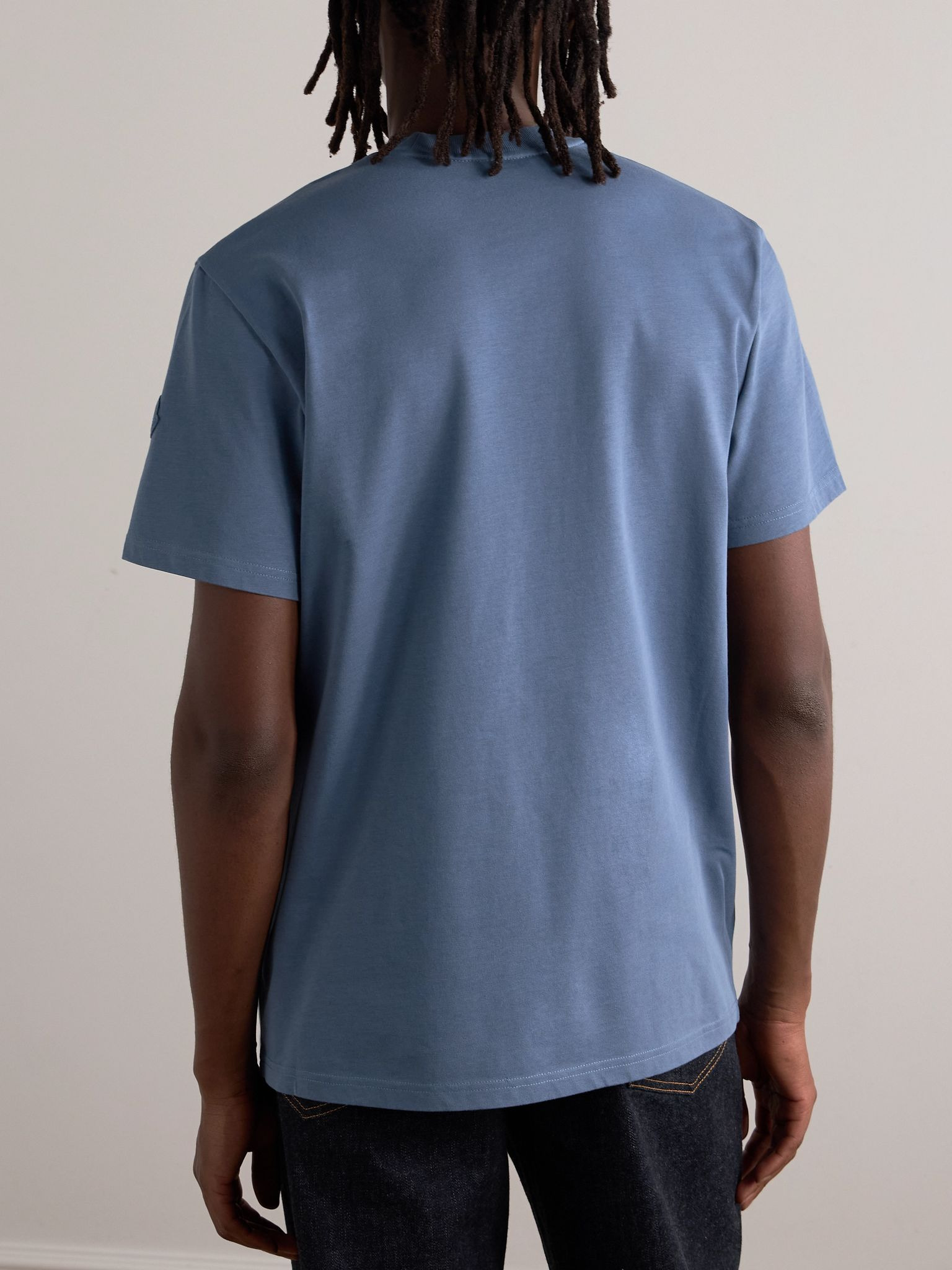 Logo-Appliquéd Cotton-Jersey T-Shirt Light blue - 3