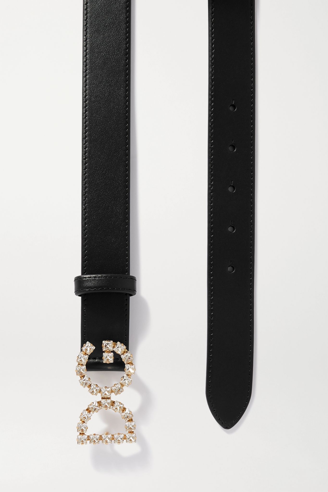 Crystal-embellished leather belt - 3