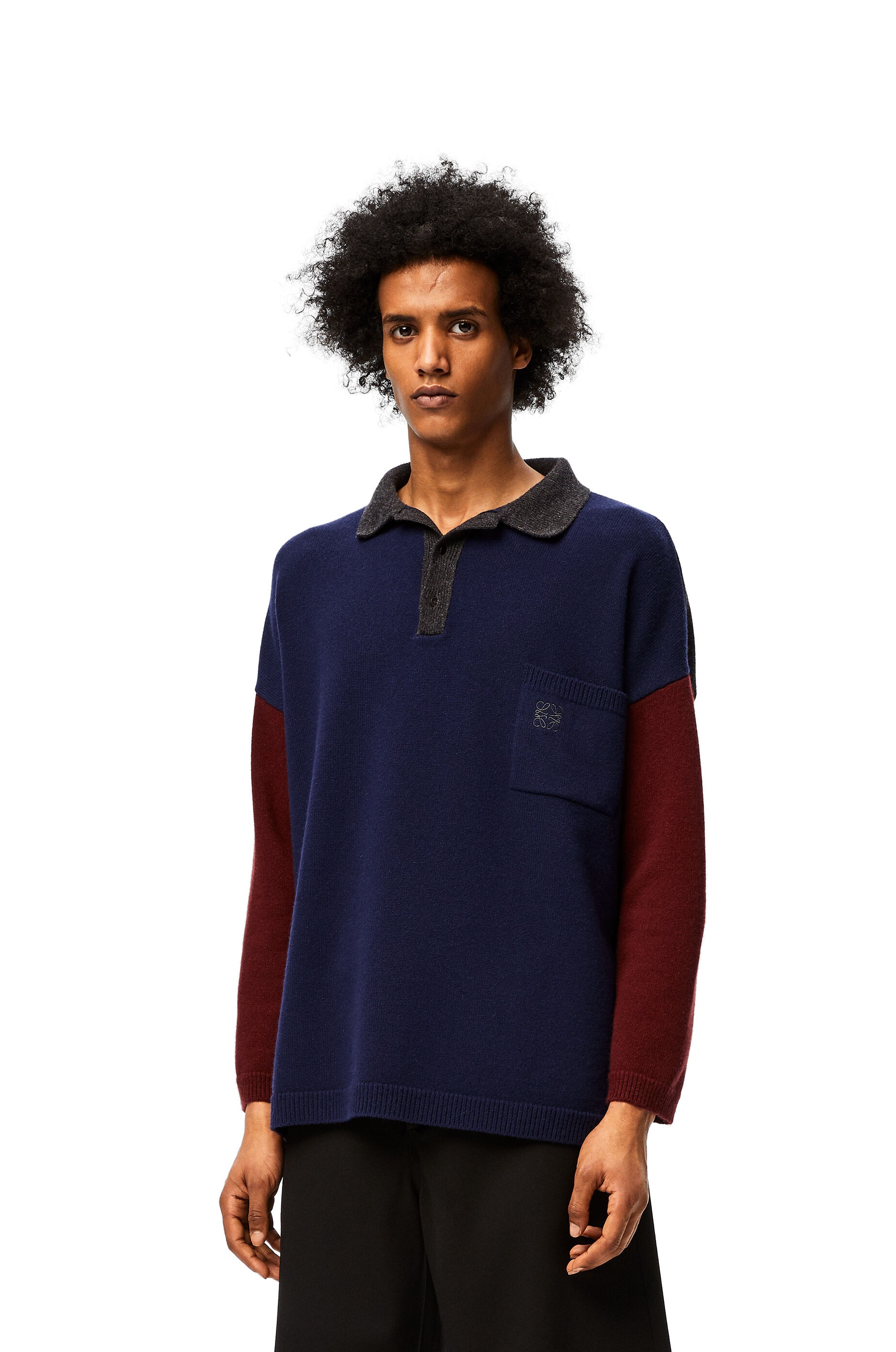 Polo collar oversize sweater in wool and cashmere - 3