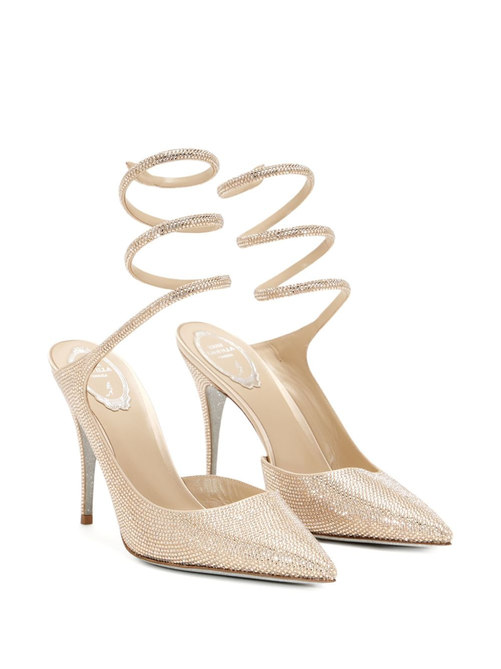 80mm crystal-embellished spiral-strap pumps - 2