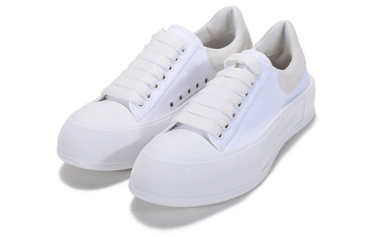 Alexander McQueen Deck Skate Plimsoll Lace Up 'White White' 654594W4MV79000 - 3