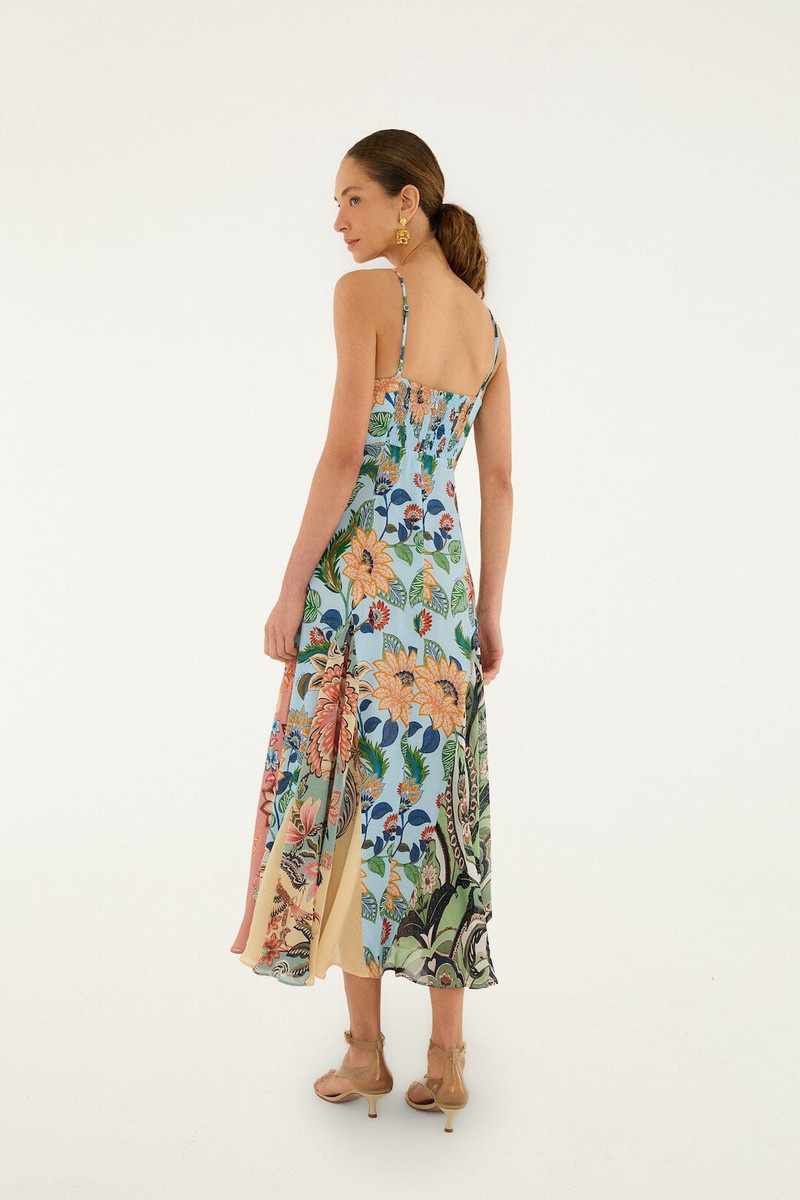 Light Blue Floral Delhi Sleeveless Maxi Dress 3