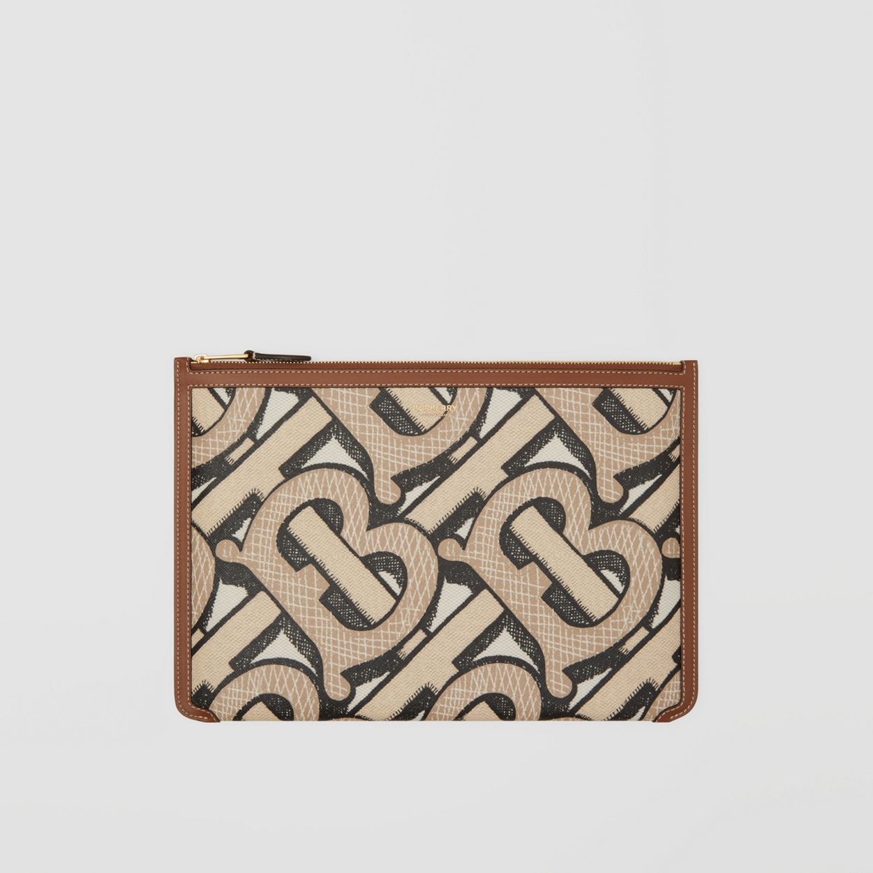 Monogram Print E-canvas and Leather Pouch - 1