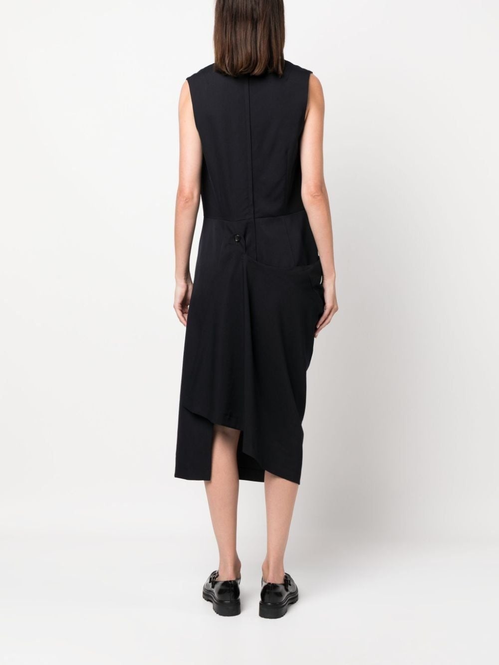 sleeveless draped wool dress - 10