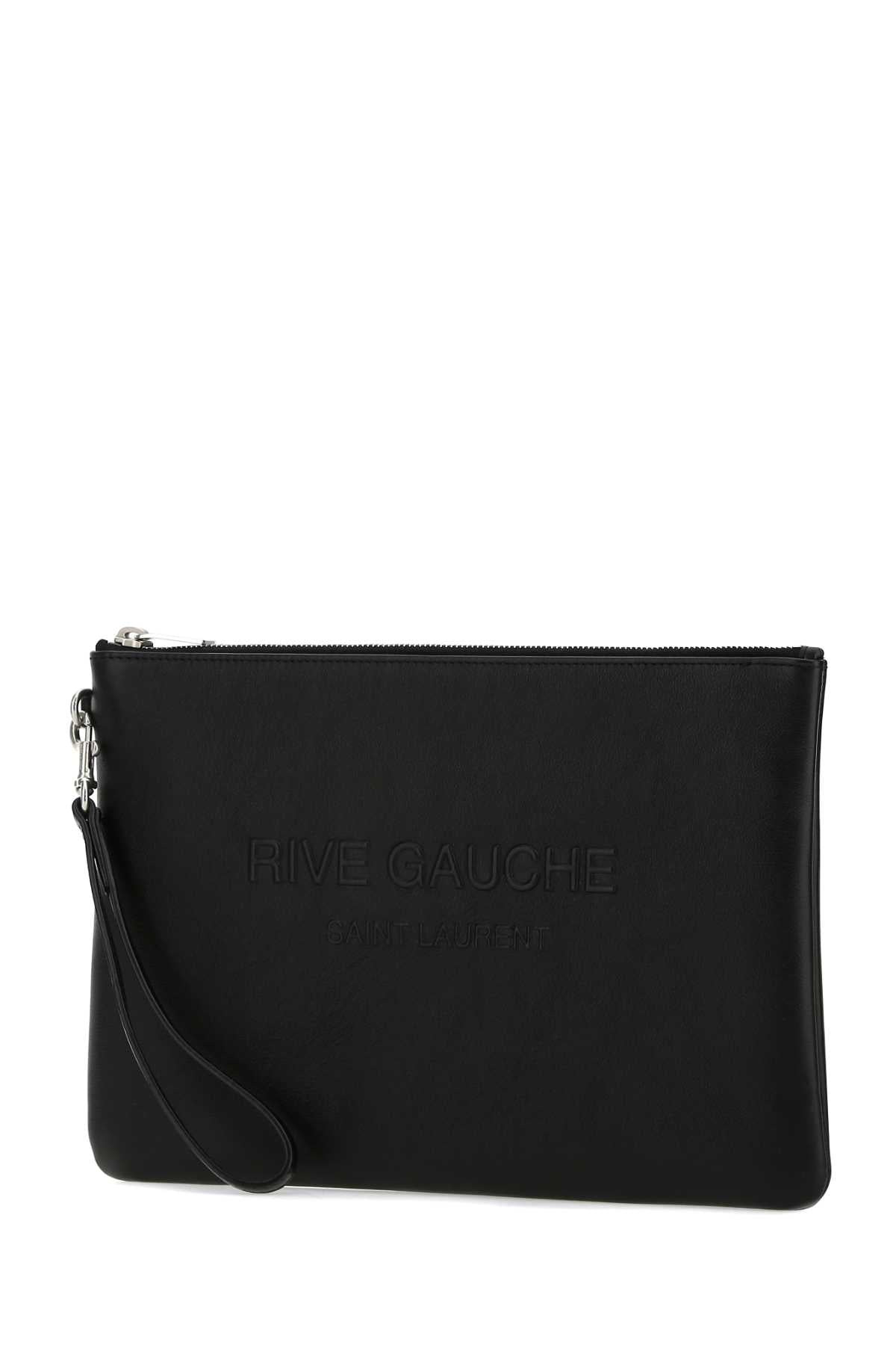 Saint Laurent Men Black Leather Clutch - 2