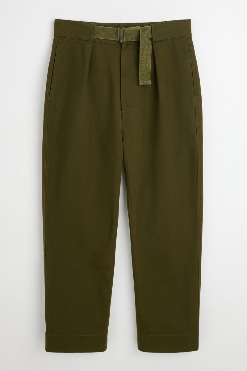 MARGARET HOWELL MHL SLIDE ADJUSTOR TROUSER COTTON WOOL DRILL MOSS 5