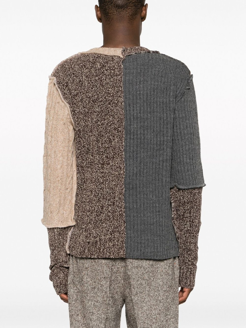 asymmetric-neck patchwork-design jumper 4