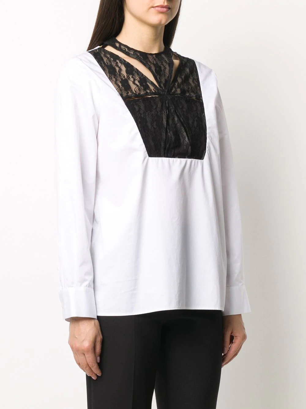 lace-panel tailored blouse - 3