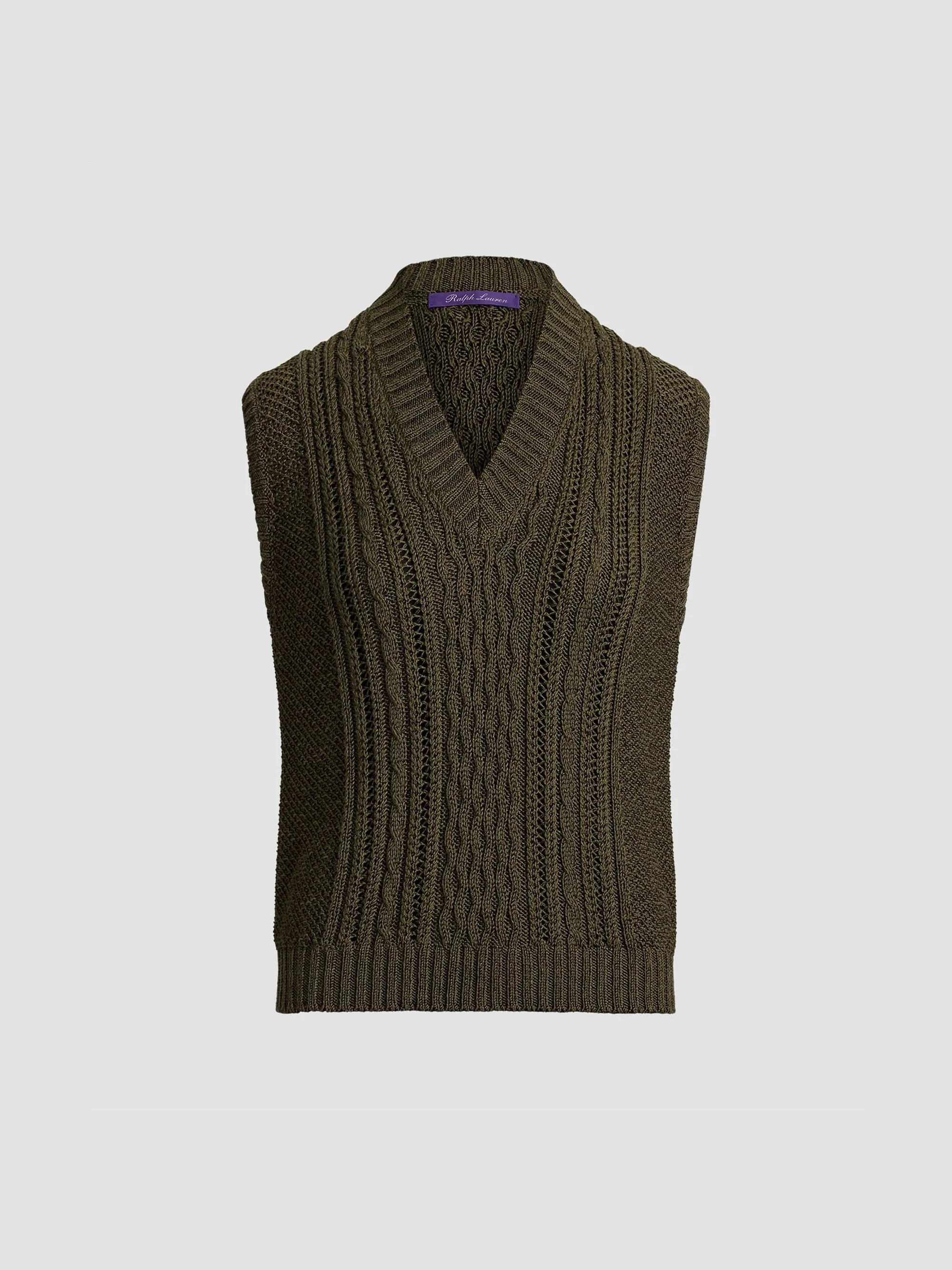 Women's Cable-Knit Silk-Cashmere Sweater Vest - Cypress - 1