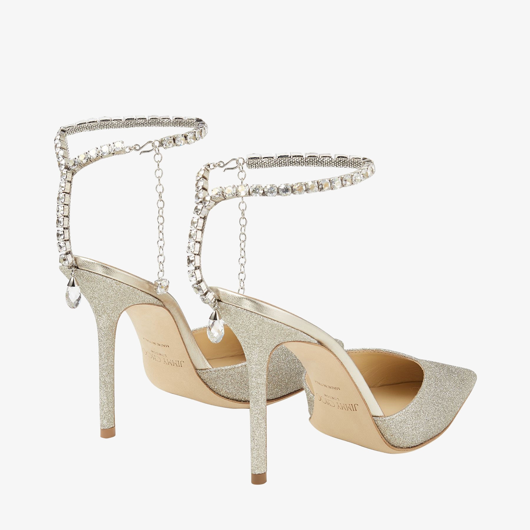 Saeda 100
Platinum Ice Dusty Glitter Pumps with Crystal Embellishment - 5