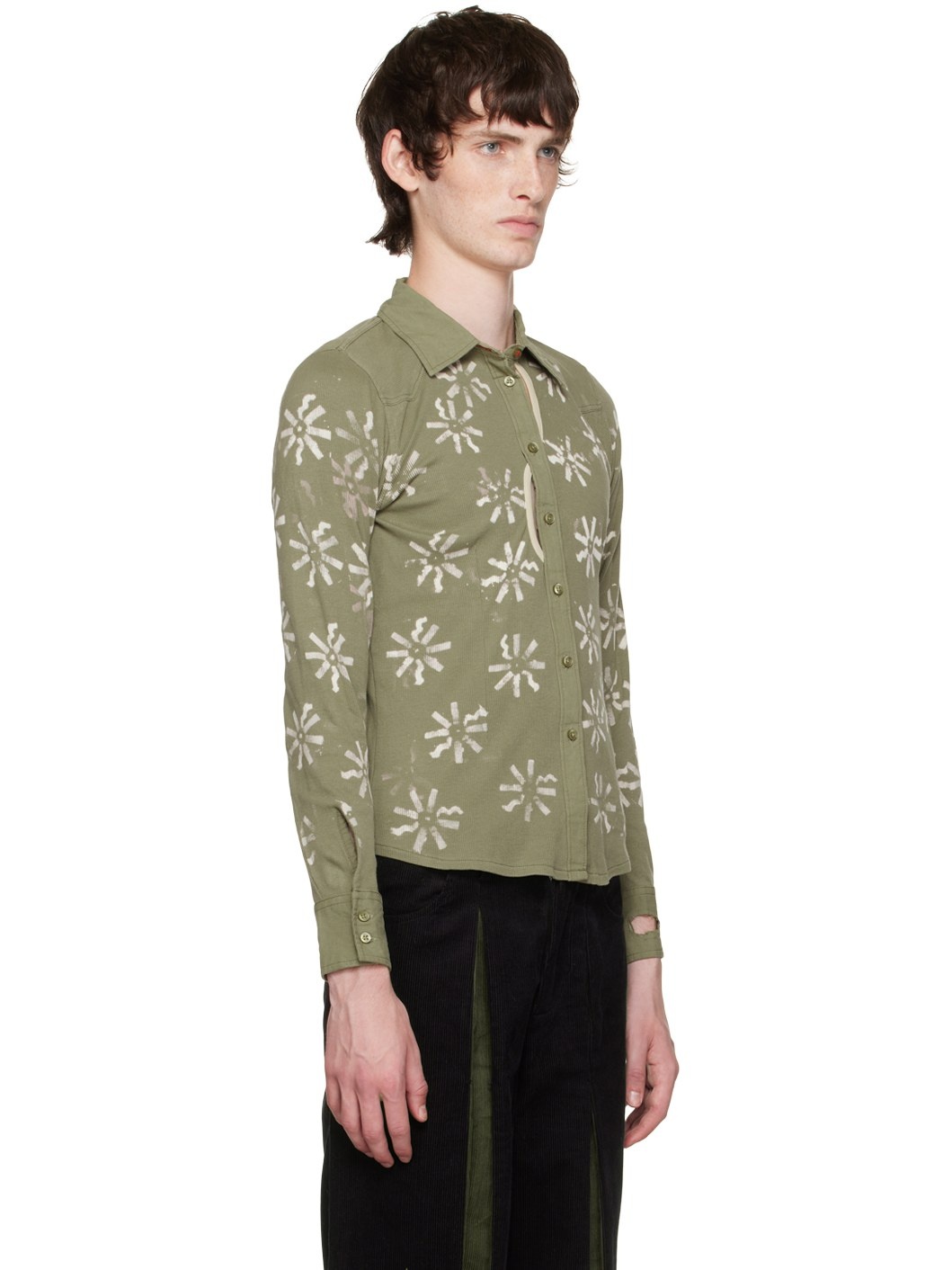 SSENSE Exclusive Green 'Field Of Flowers' Shirt - 2