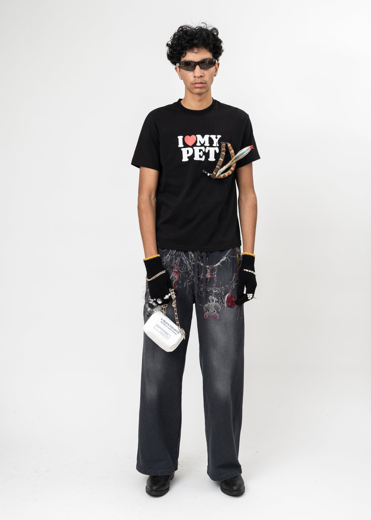 BLACK DOUBLET EMBROIDERED CHAIN ZIP-UP SWEATPANTS - 7