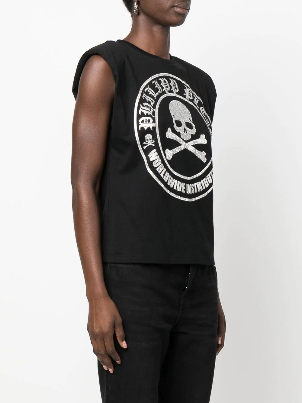 embellished-logo sleeveless T-shirt - 3