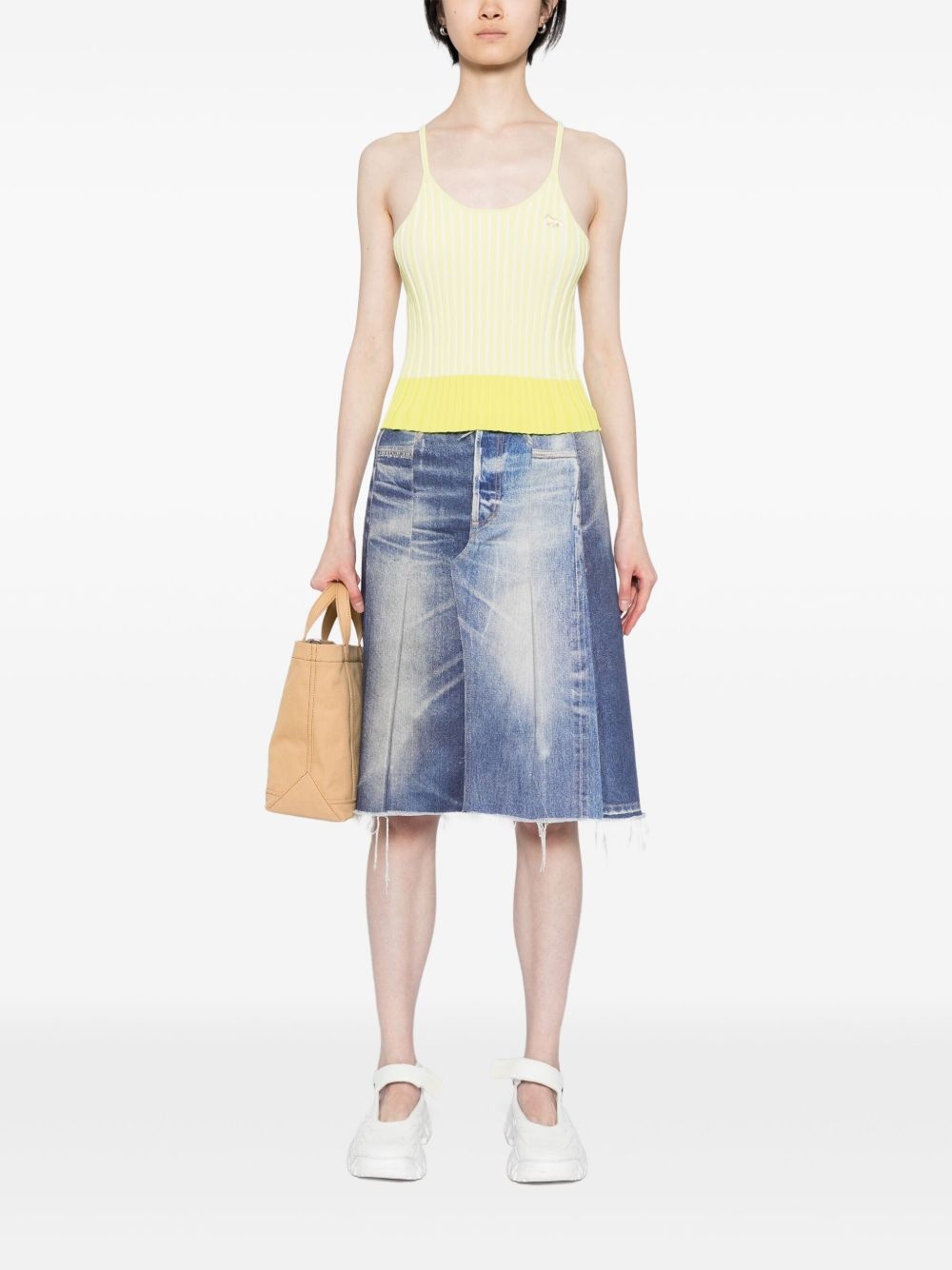 baby fox-patch ribbed tank top - 2
